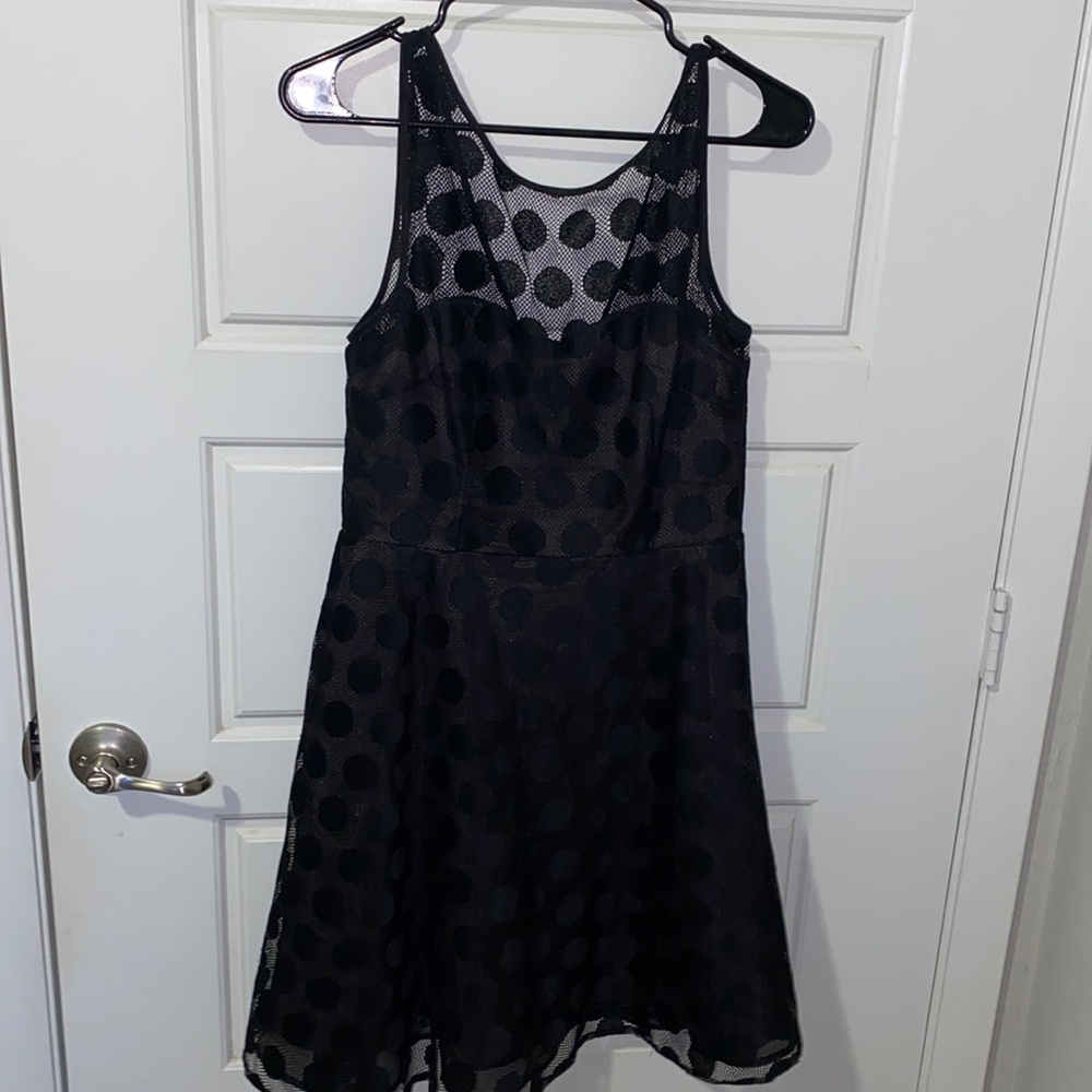 Betsy Johnson’s black polk-a-dots dress